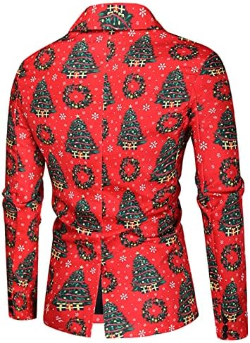 XZHDD Blazer de Natal para homens, Funny Natal Tree Snowman Impressão de um botão de um botão aberto negócio frontal 1/2/3pc Blazers