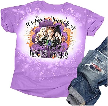 T-shirt de Halloween branqueado meninas meninas garotas sanderson irmãs tee gráfico tops letra engraçada imprimir hocus pocus camisa
