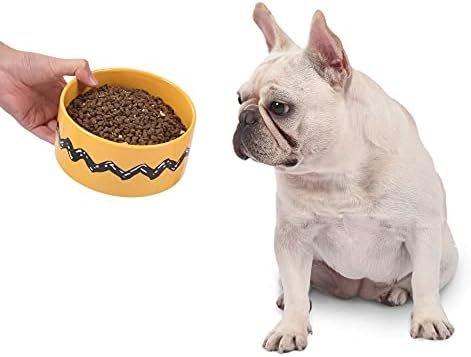 Amendoim para animais de estimação Cerâmica Big Bowl Boa tristeza Charlie Brown | A tigela de cachorro de cerâmica amarela contém até 3,5 xícaras de cães ou água | Tigela de água de cachorro e tigela de comida de cachorro de amendoim