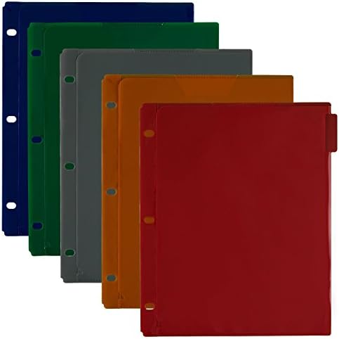 Divisores de Five Star Binder, Flex, Noteprotector, 5 abas, vermelho, azul cobalto, laranja brilhante, cinza, verde, 5 pacote