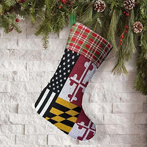 American Maryland Flag de lantejoulas de lantejoulas estocagem brilhante decoração de ornamentos pendurados para a festa de