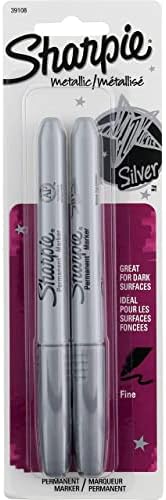 Sharpie 39108pp Ponto Fine Metallic Silver Permanente Marcador, 6 bolhas com 2 marcadores cada um total de 12 marcadores