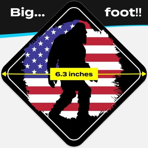 Adesivo de sticks da bandeira americana bigfoot 6,3x6,3 polegadas - fabricada nos EUA - Decalque de bandeira de vinil Sasquatch, angustiado