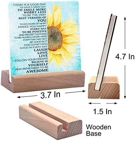 Hoje é um bom dia Gunflower Desk Decorativo Placa Cerâmica com Stand de madeira Decoração motivacional da mesa para o escritório