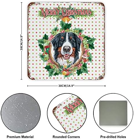 Placa de metal retro placa natal visletoe grinald cão cão barra rústica porta signo placa vintage impressão de arte de metal
