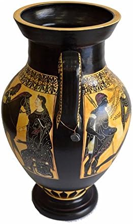 Estia criações Heracles Fighting Lion - deusa Athena - ânfora grega antiga - réplica do museu