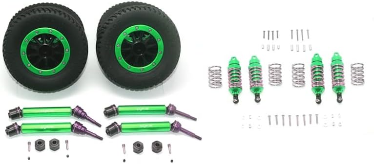 Absorvedor de choque de alumínio F&R +F&R CVD eixo +pneus de borracha e borda de plástico para traxs Rustler 4x4 VXL 67076-4 -