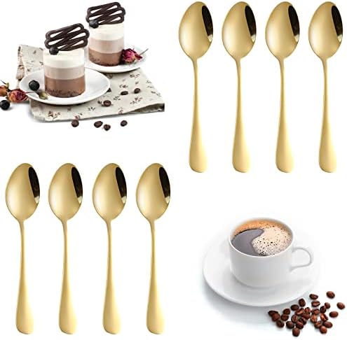 Conjunto de 8, Demitasse Espresso de Demitasse Gold, Sourceton Gold Mini Coffee Spuons para sobremesa, açúcar de café, chá, aperitivo