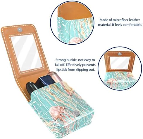 Mini estojo de batom com espelho para bolsa, organização de caixa portátil de casas portáteis aquarelas
