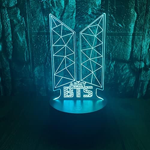 XITIGOGO KPOP BTS BANGTAN GRANHOS 3D LED ILUSÃO DE OPTICO SLUXO NOITE COM REMOTO 16 COLORES DE decoração do quarto Lâmpada de mesa