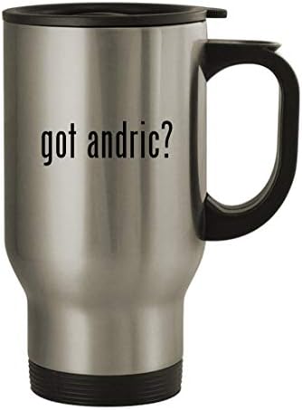 Presentes Knick Knack Got Andric? - caneca de viagem de aço inoxidável de 14 onças, prata