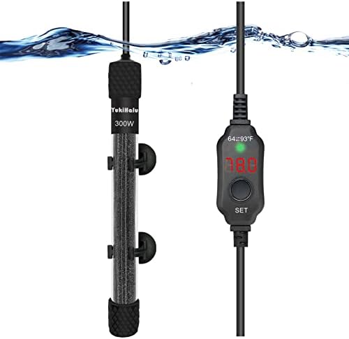 Yukihalu Pequeno aquecedor de aquário submersível, aquecedor de tanques de peixes ajustável 25W 50W 100W 200W 300W com controlador