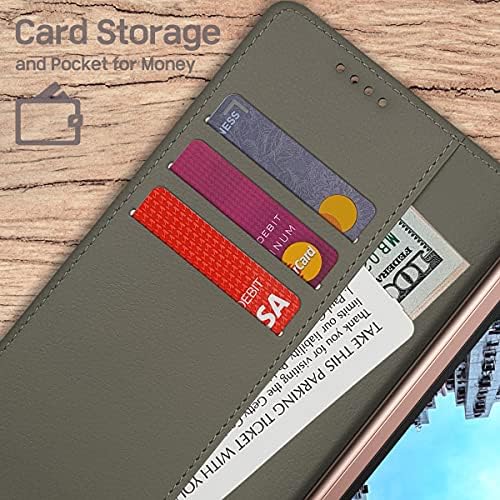 Caixa de carteira Qoosan para Samsung Galaxy Z Fold 2, capa de telefone de couro fino PU com suporte de cartão dobrável, cinza