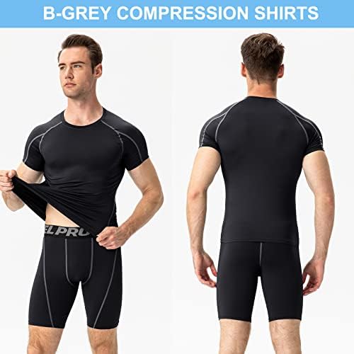 3 Pacote camisetas de compressão atlética masculina de manga curta T-shirt Top Top Cool Dry Dry Baselayer Running Undershirtts