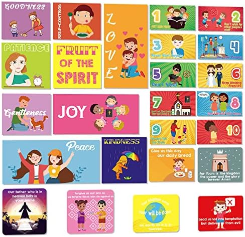 25 PCS O Poster dos Dez Mandamentos para Crianças Cristã Bíblia Posters Inspirational Wall Display Set Decorações da Escola