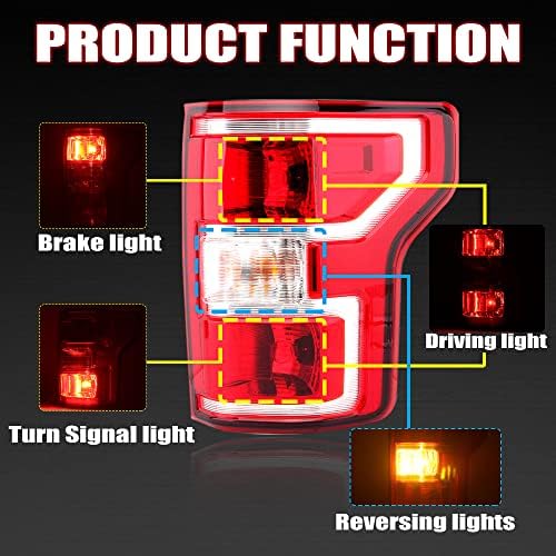 JSKAPA Freio traseira Montagem compatível com 2018 2018 2020 Ford F150 Lâmpada traseira com arnês e lâmpada do lado direito do passageiro