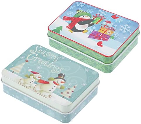 Holiday Treat Tin 2pcs natal latas vazias latas de biscoito caixas de presente titular delineamentos de natal