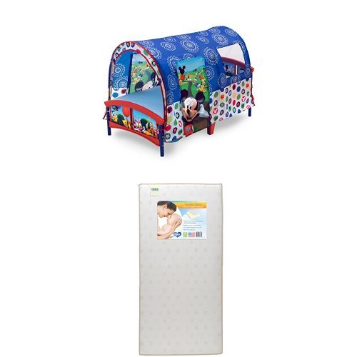 Delta Children infantil cama de barraca, Disney Mickey Mouse com Twinkle Stars Crib & Toddler Mattress