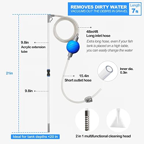 Damrcnn 7ft tanque de peixe aquário aquário Sifão Bomba Limpador de cascalho e Kit de ferramentas de limpeza de trocador