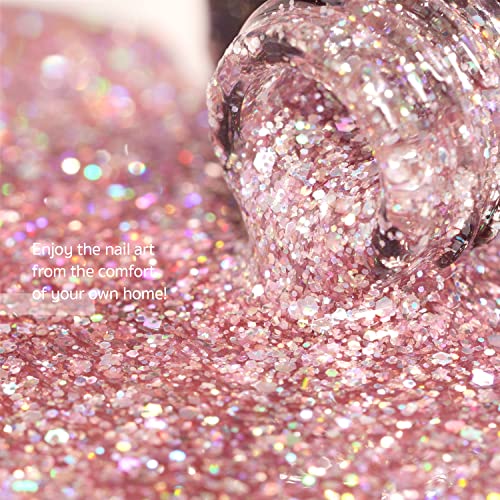 Gaoy Glitter Gel Achaness, esmalte rosa Gel Gel, 13ml Sparkle Diamond Color 1065 para arte de unha, lâmpada de unha necessária