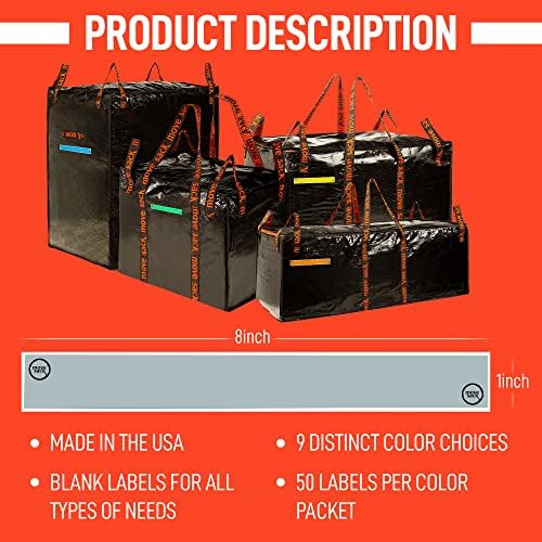 Mova Sack® Extra Long Long Blank Color Adhesive Rótulos e adesivos de embalagem - Smart Moving Box Rótulos para armazenamento,