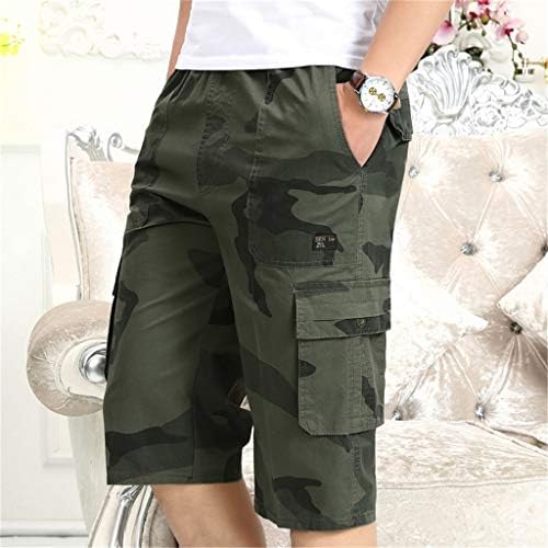 NIUQI Multi Pocket Shorts de bolso elástico calças de algodão cortada de algodão de algodão Summer Summer