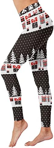 ZDFFER FENHERIA FEMNIã Calça de ioga de alta cintura de natal rena rena Snowflake Imprimir leggings Leggings de controle de barrote de controle de ioga