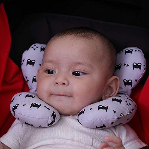 Travesseiro de viagem para bebê G-Tree, cabeça infantil e travesseiro de pescoço no pescoço para assento de carro, carrinho, por 0-1 anos de idade, cinza