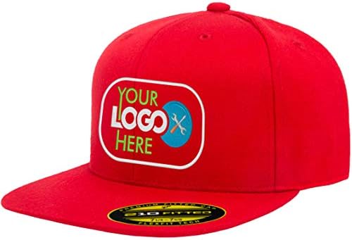 Cap personalizado FlexFit 210. Chapéu de logotipo personalizado. Bordado. Bill plano ajustado