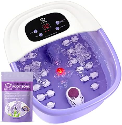 BlooGoo Foot Bath Spa com calor e massagem e jatos, spa de massageador de pedicure, banheira de imersão com 22 rolos de massagem