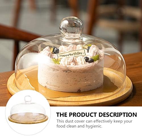 Domem de vidro de vidro de vidro redondo de madeira redonda Bolo de bolo com cúpula de vidro Multi-propósito Preservando a bandeja