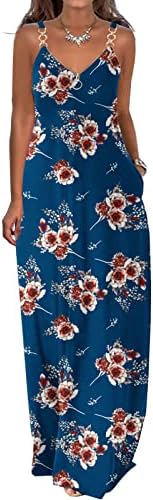 Vestidos longos para mulheres de vestido casual 2023 boho maxi vestido de férias de praia floral com estampa de praia com bolsos