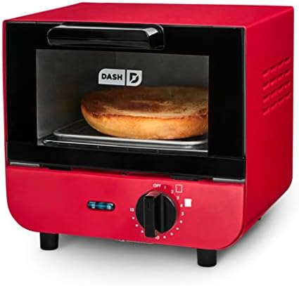 Dash mini torradeira fogão para pão, bagels, biscoitos, pizza, paninis e muito mais com assadeira, rack, recurso de