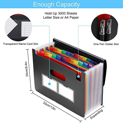 Pasta de arquivo em expansão de 4 pacote, 24 bolso de acordo com o organizador de arquivos A4 Tamanho da letra Organizador