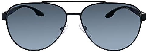 Prada Linea Rossa PS 54TS 1AB5Z1 Black Metal Pilot Sunglasses Lens polarizadas cinza