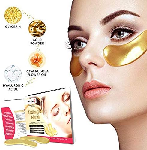 2 x Pacote novo Crystal 24K Gold Powder Gel Collagen Máscaras de máscaras de folha de folha, envelhecimento anti -envelhecimento, Remova sacos, círculos escuros e inchaço, cuidados com a pele, anti rugas, hidratação, umidade, hidratação, elevação, branqueamento, remova o produto Blemishes