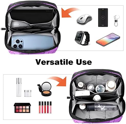 Organizador eletrônico Small Travel Cable Organizer Bag para discos rígidos, cabos, carregador, USB, cartão SD, Destino de Flor Purple