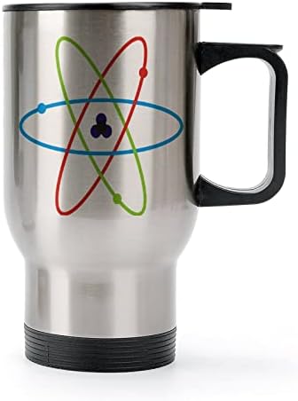 Física científica Atom 14oz Travel caneca a vácuo garrafa de aço inoxidável de aço alto copo de café com tampa e alça