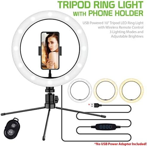 Bright selfie Ring Tri-Color Light Compatível com seu diamante Blu Energy 10 polegadas com controle remoto para transmissão ao vivo/maquiagem/youtube/tiktok/vídeo/filmagem