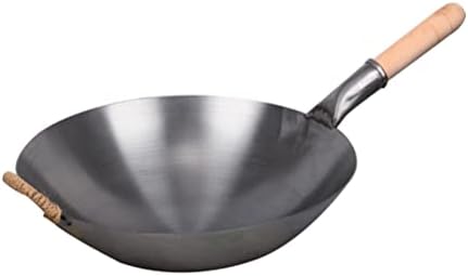 Hemoton Aço inoxidável wok quadrado frigideira pan ferro wok panor fry fry panela paella pan pan espanhol frigideira com alça de madeira para restaurante em casa 32 cm Sagilização esmaltada wok chinês wok