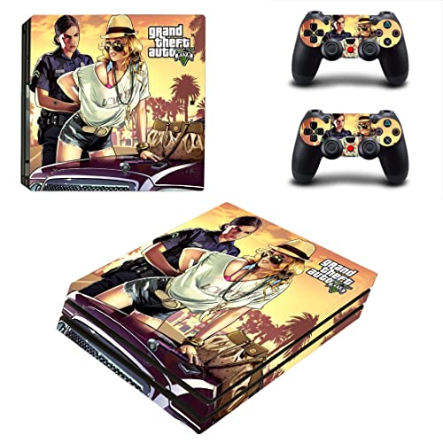 Game Grand GTA Roubo e Bauto PS4 ou PS5 Skin Skin para PlayStation 4 ou 5 Console e 2 controladores Decals Vinil V5371