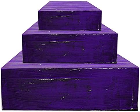 3 camadas de casamento de casamento de casamento/bolo de madeira/bolo de madeira Exibição/porção - Purple angustiado - Decorativo