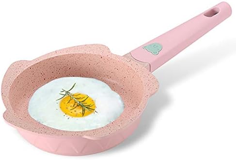 Guangming - frigideira pan não bastão Anti Scratch Pan para menos petróleo, com alça anti -escaldante, forma fofa, pan de suplemento de comida, função múltipla, rosa