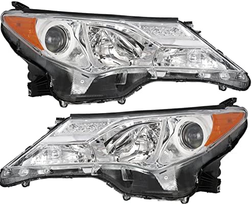 Substituição do conjunto do farol de halogênio do JSBOYAT para 2013 2014 2015 Toyota RAV4 Driver e Passageiro Cromo Habitação com Amber Reflector