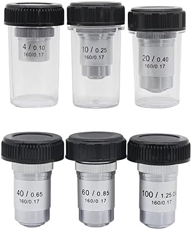 Acessórios para microscópio 4x 10x 20x 40x 60x 100x lentes objetivas acromáticas, lentes de 195 mm de laboratório consumíveis