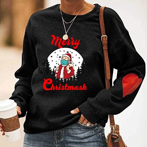 Xiloccer suéteres de natal para mulheres 2021 Melhores tops de Natal feios Tops Santa Crew Neck Winter Warm engraçado camisetas