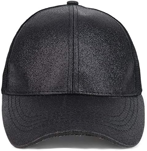 Trendy Apparel Shop Ladies Ponytail Structured Metallic Glitter Mesh Trucker Cap