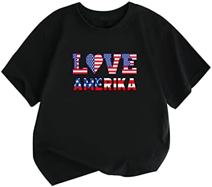 Camiseta infantil de verão Independence Day de manga curta infantil camiseta para meninos e meninas meninas meninas camiseta