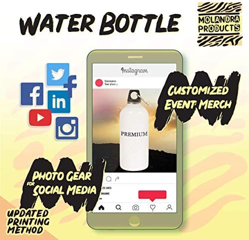 Molandra Products Townlet - 20oz Hashtag Bottle de água branca de aço inoxidável com moçante, branco