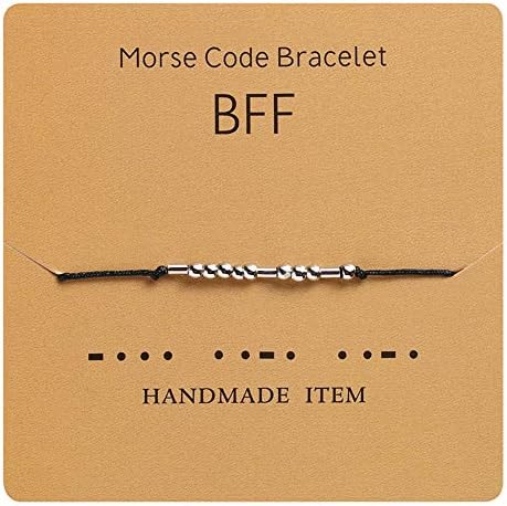 Minchas e jóias de pulseira de código Morse para suas contas de prata esterlina em cordão de seda para homens homens meninos meninos